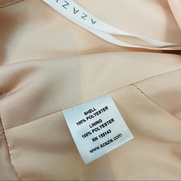 Azazie Elegant Floor Length Sleeveless Prom Wedding Guest Dress Light Peach - Picture 12 of 14